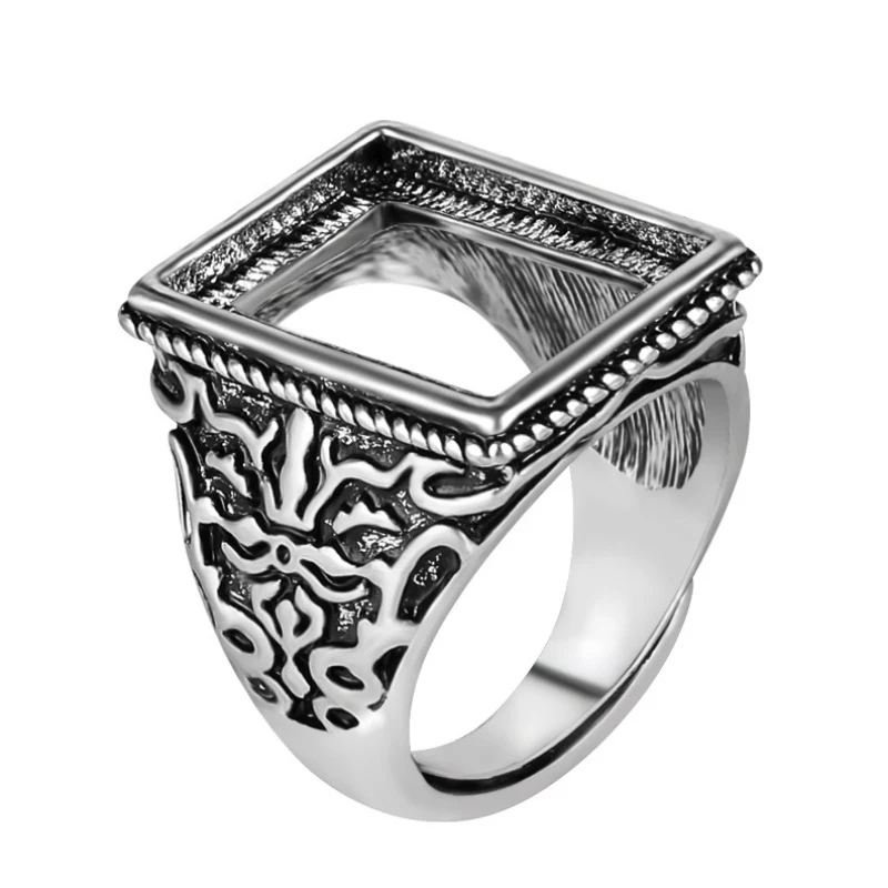 

16*12mm 2018 new retro beeswax alloy ring set empty tray live heart ring blank