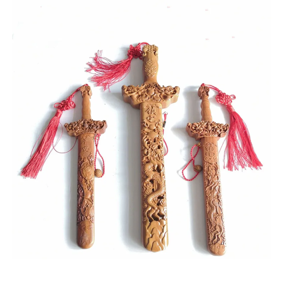 Espada Katana de madera de 30CM para decoración del hogar, espada China Fengshui, religión, melocotón, Exorcise, Chamanismo