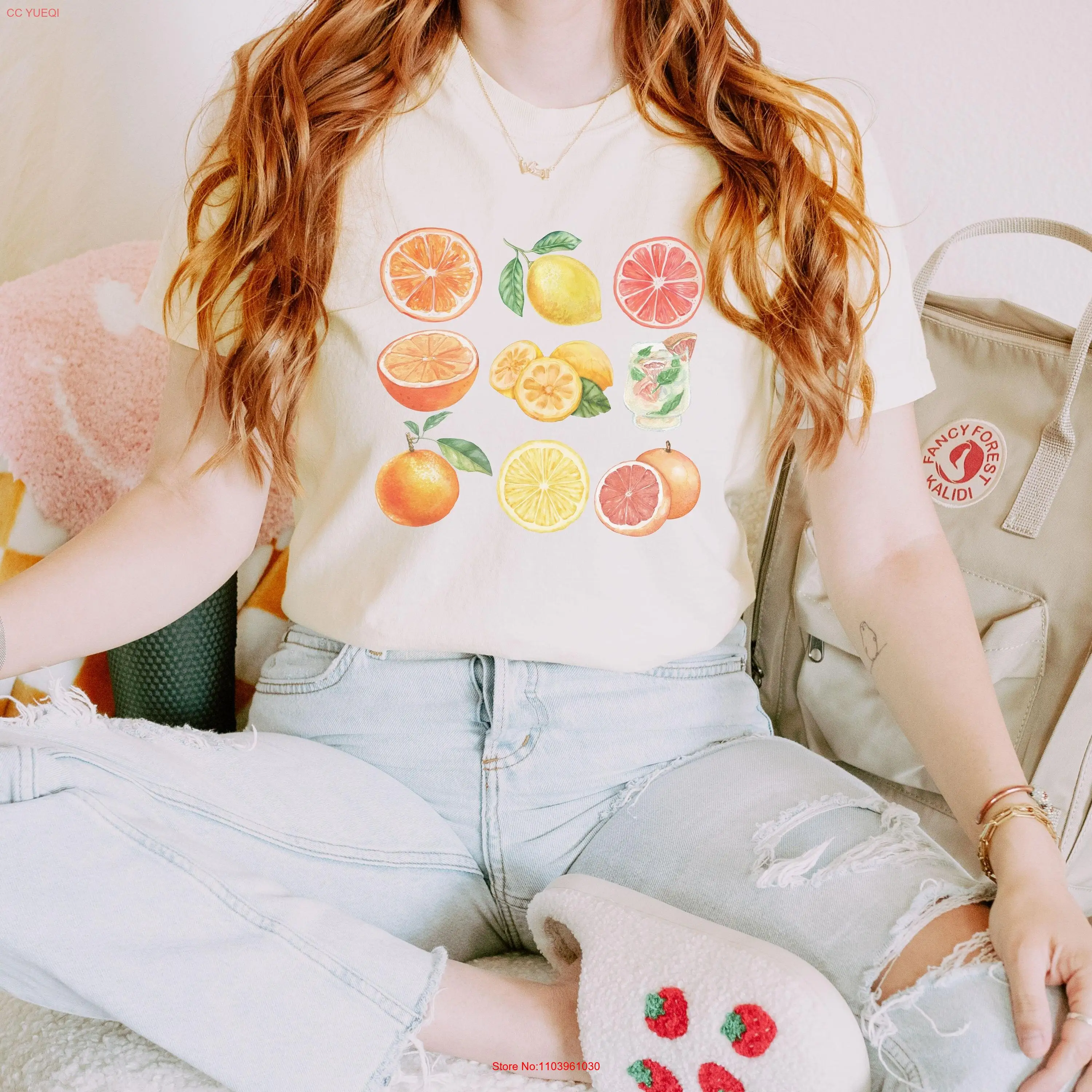 Винтажная футболка FruiT с цитрусовым оранжевым лимоном милая для лета комфорта