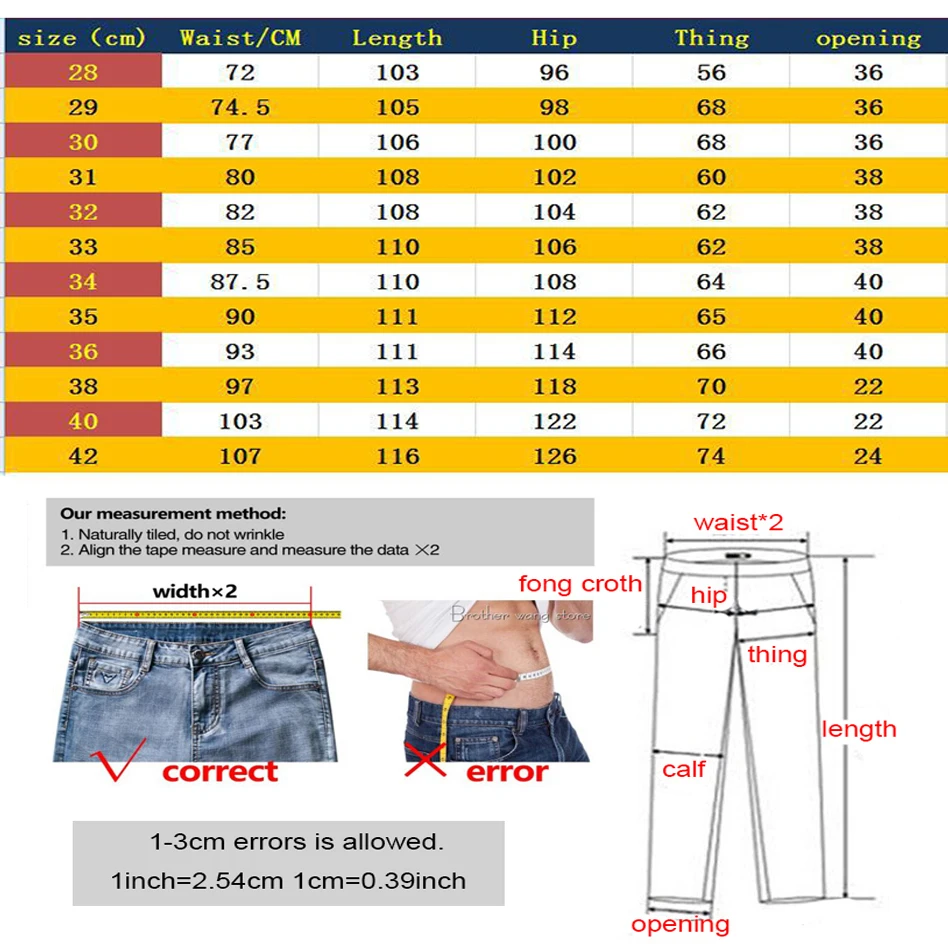 2023 Men Casual Biker Denim Jeans Blue Stretch Solid Regular Fit Long Pants Male Street Vintage Youth Y2k Jeans Large Size 28-42