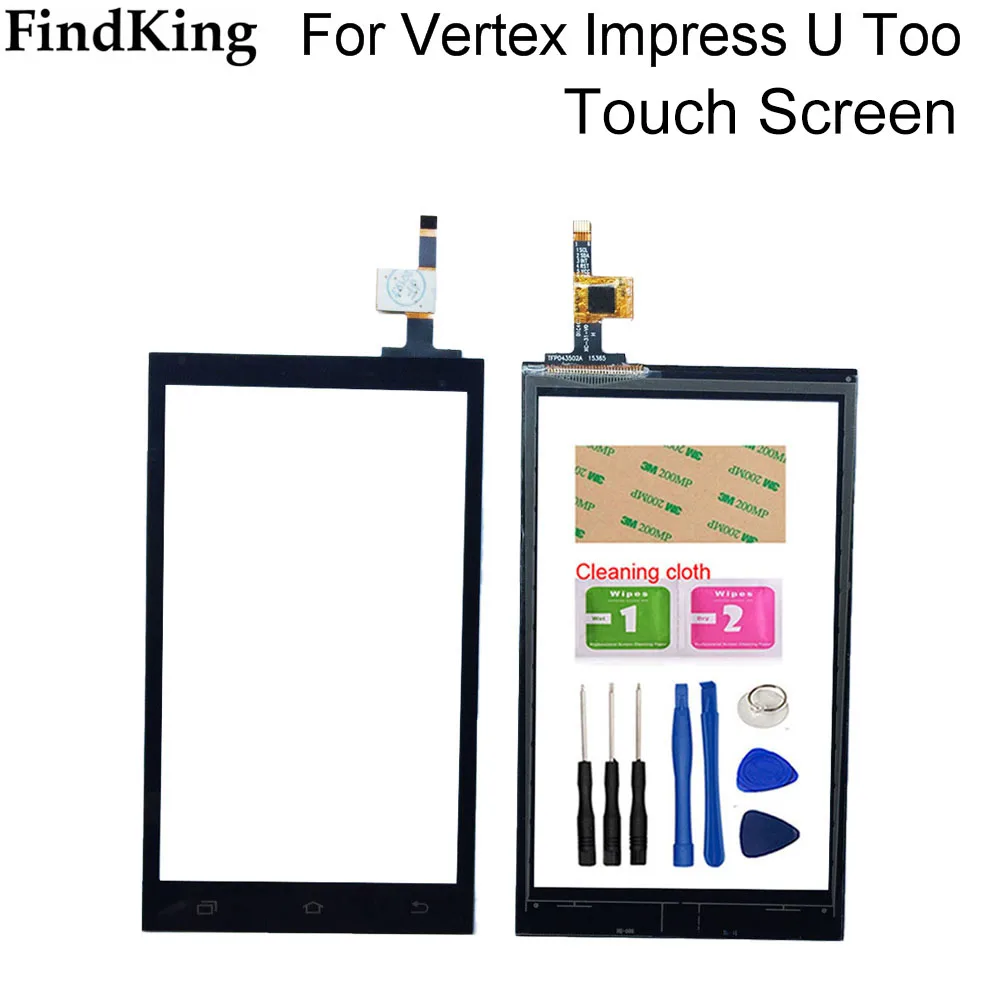 

4.3'' Touch Screen For Vertex Impress U Too Touch Panel Digitizer Front Glass Sensor TouchScreen Mobile Phone Tools Adhesive