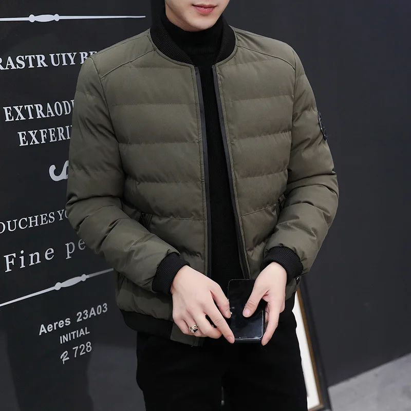 

Men's casual stand-up collar cotton jacket warm and thick down cotton jacket