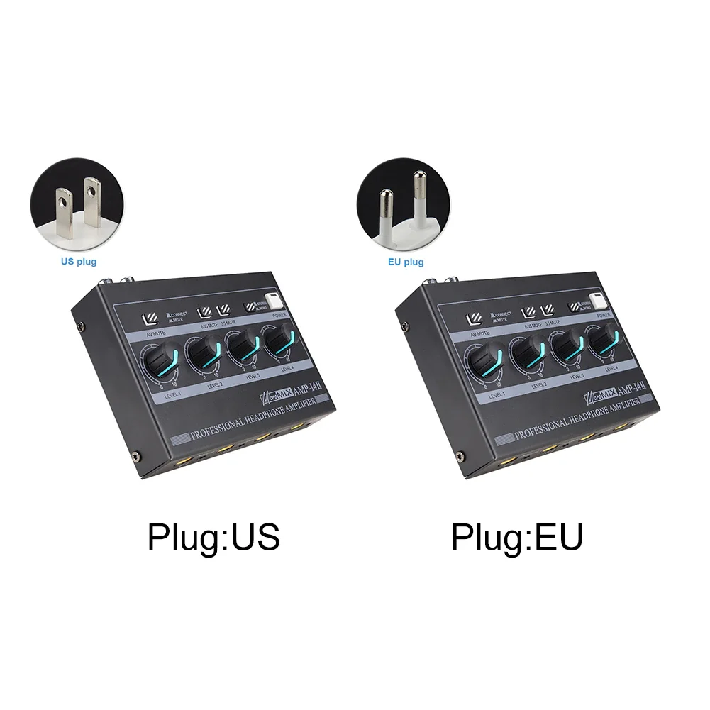 

4 Channels Headphone Amplifier Mini Stereo Audio Earphone Splitter for Sound Reinforcement 6.35mm 3.5mm