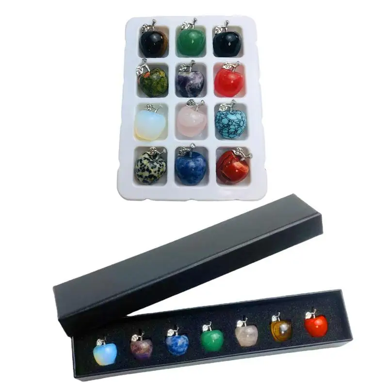 

25mm Mini Apples Figurine Natural Crystal Home Decoration Gemstone Natural Stone Carved Figurine Room Ornament Christmas Gift