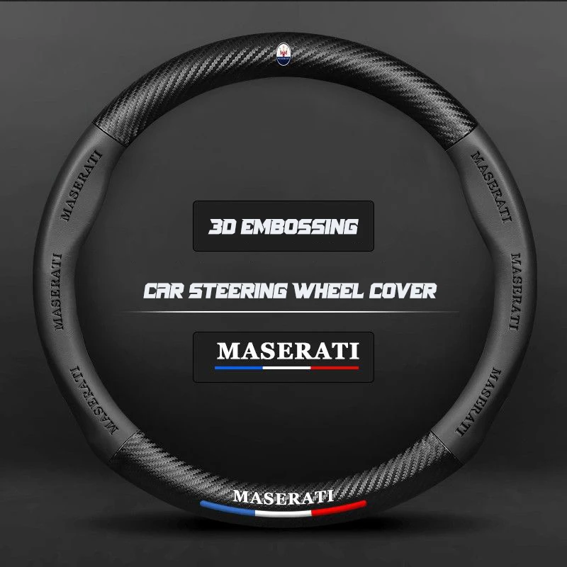 

38CM Carbon Fiber Car Steering Wheel Cover For Maserati Series Ghibli Levante Reloj Ropa Coche Granturismo Quattroporte