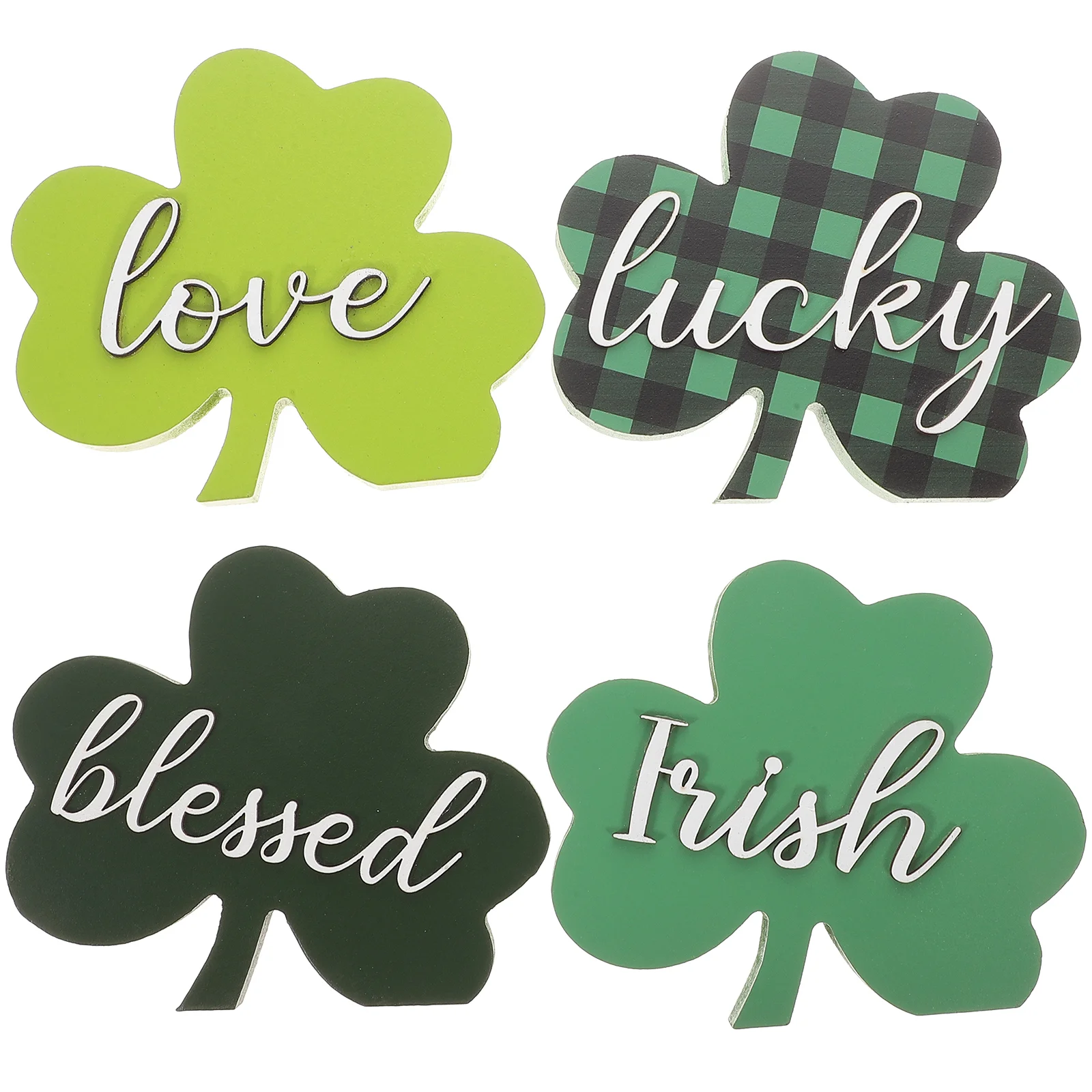 

4Pcs St Patrick Decor Shamrock Wood Sign Wood Sign St Patrick Day Decorations Table Wood Sign St Patrick Ornament