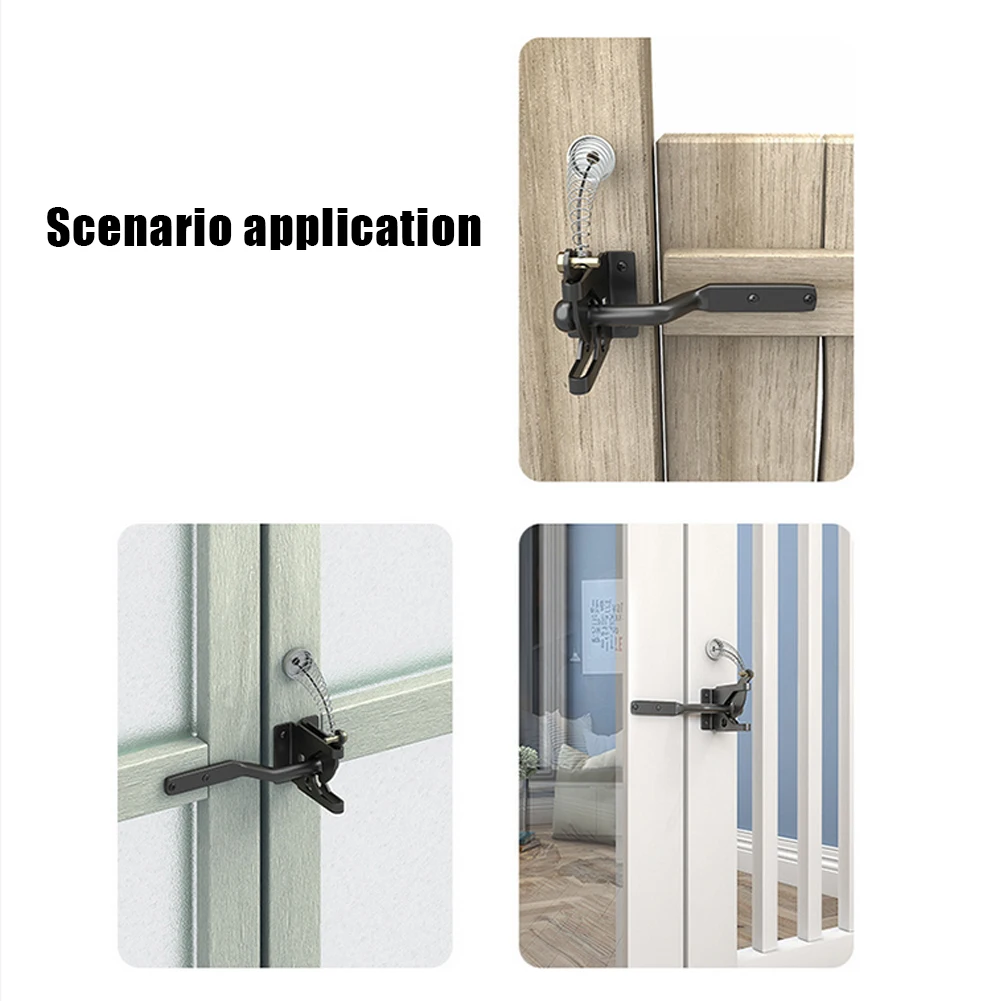 

Latch Gate Latch Gravity Latch Multifunction Self Locking Spring Yard Fences 1 Set Adjustable Black Carbon Steel