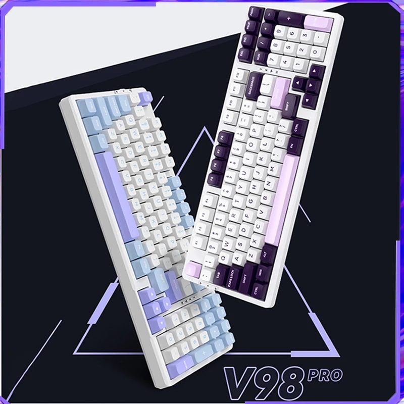 

Игровая клавиатура Vgn V98pro, трехрежимная подсветка Rgb Kaihua Axis, прокладка, беспроводная механическая клавиатура с поддержкой игр Hot-plug