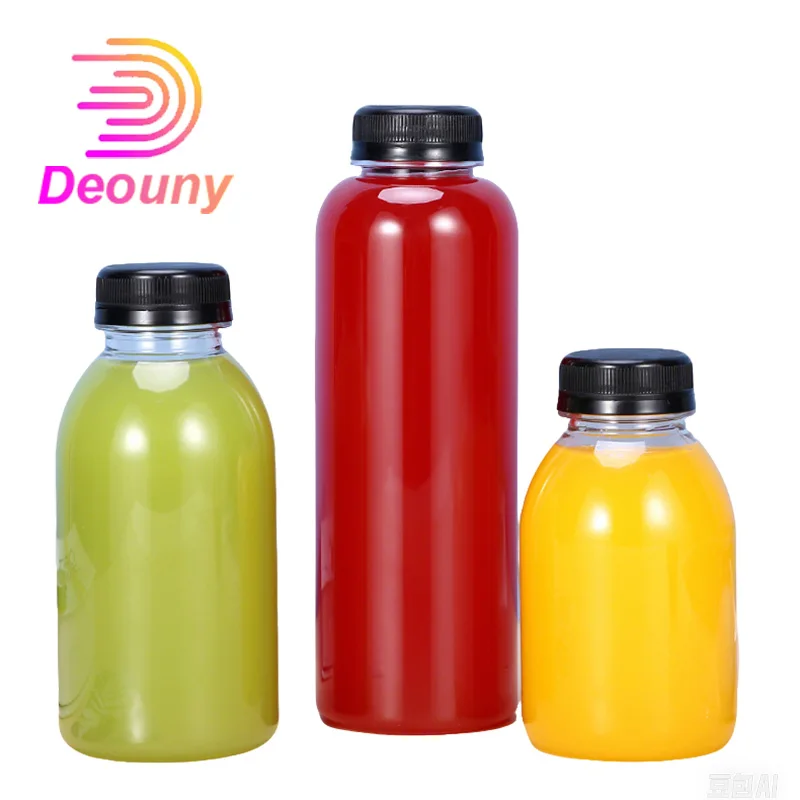 Фото DEOUNY 10 шт. одноразовая круглая бутылка для воды из ПЭТ, бутылка для сока, пластиковая бутылка 350 мл 500 мл, прозрачная бутылка №2