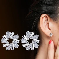 nehzy silver plating new woman stud earrings high quality retro simple cubic zirconia hot earrings original crystal jewelry