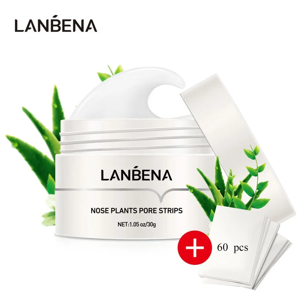 

New Style LANBENA Blackhead Remover Nose Mask Pore Strip Blackhead Peeling Mask Deep Cleansing Skin Care With 60Pcs Paper