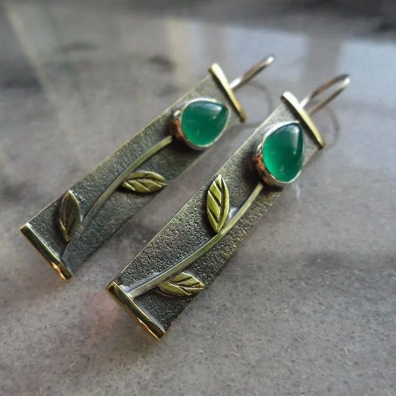

New retro green water drop earrings wholesale and retail