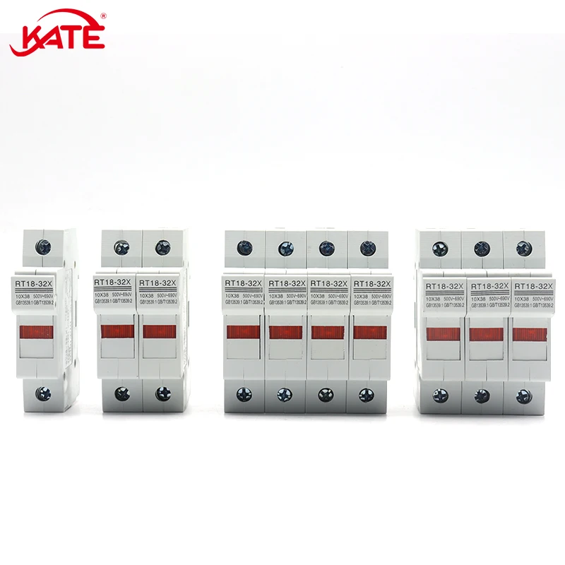 

1P 2P 3P 4P DIN Rail Fuse Base RT18-32 Solar DC500V 1A 2A 3A 4A 5A 6A 8A 10A 16A 20A 25A 32A For 10X38 Fuse With Indicator Light