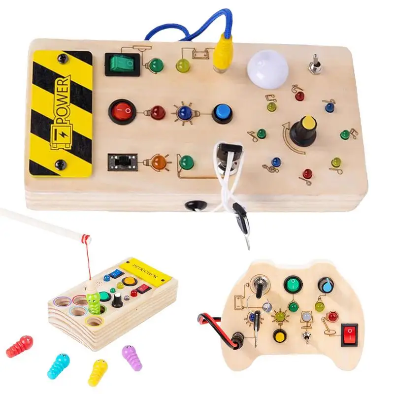 

Light Switch Travel Toy Busy Sensory Boards Light Up Wooden Toys Safe Educational Montessori For Early Life Skills Development