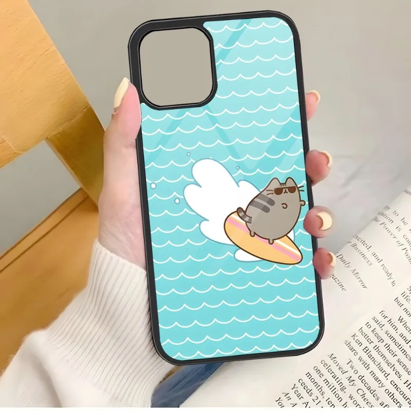 Милый мультяшный Кот P-Pusheens чехол для телефона ПК + ТПУ Samsung Galaxy S10 S30 S22 S20 S21 Plus Ultra Note