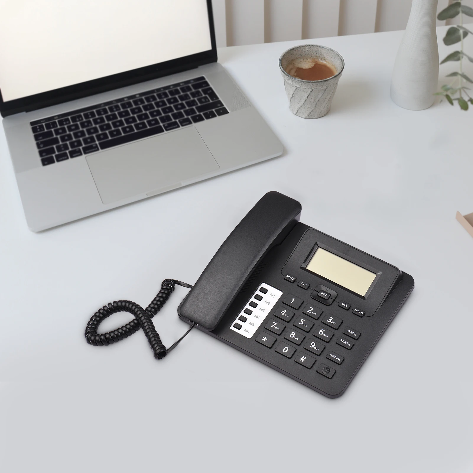 C06 Настольный телефон с проводным телефоном DTMF/FSK Двойная система Hands-Free/Перезвон/Флэш/Быстрый набор/Регулировка громкости звонка Встроенный микросхемный чип on.