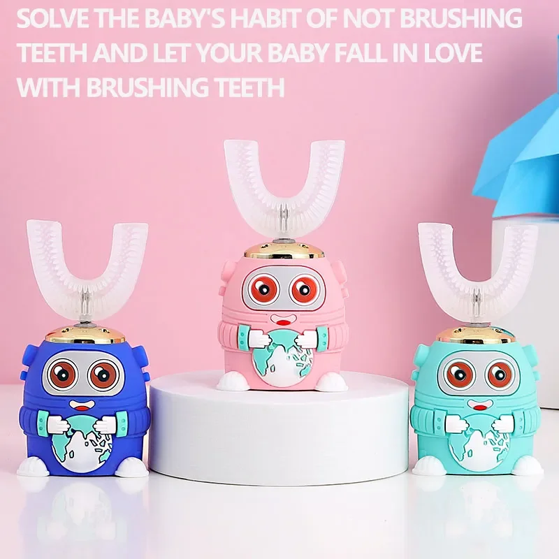 360 Degrees XioMi Electric Toothbrush Kids Silicon Automatic Ultrasonic Teeth Tooth Brush Cartoon Pattern Children enlarge