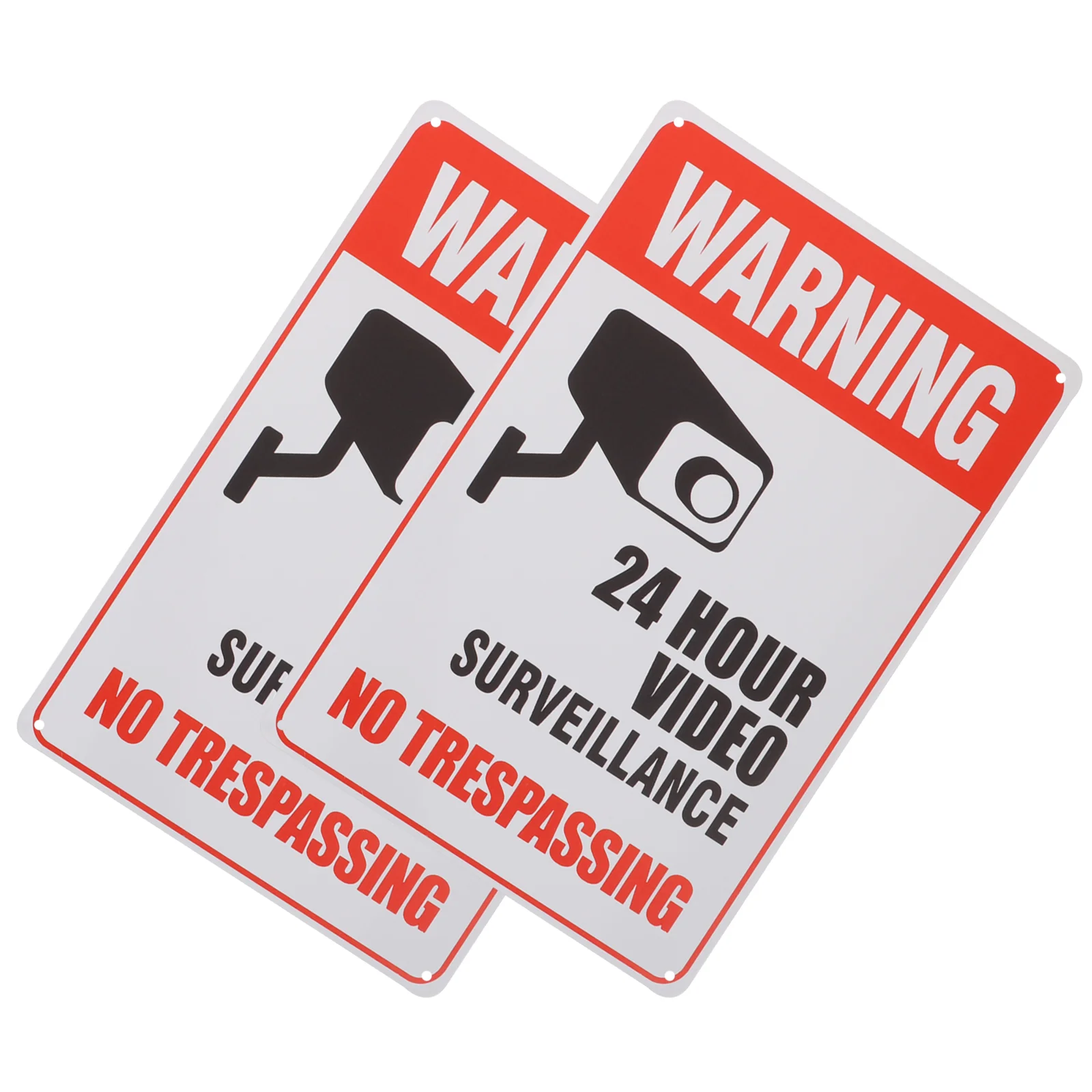 

2 Pcs Signs Video Surveillance Caution Wall Decoration No Trespassing Warning Iron 24 Hour Home
