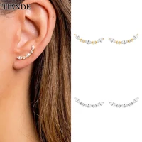 tiande silver color gold plated climber earrings for women zircon piercing womens stud earrings 2022 fashion jewelry wholesale