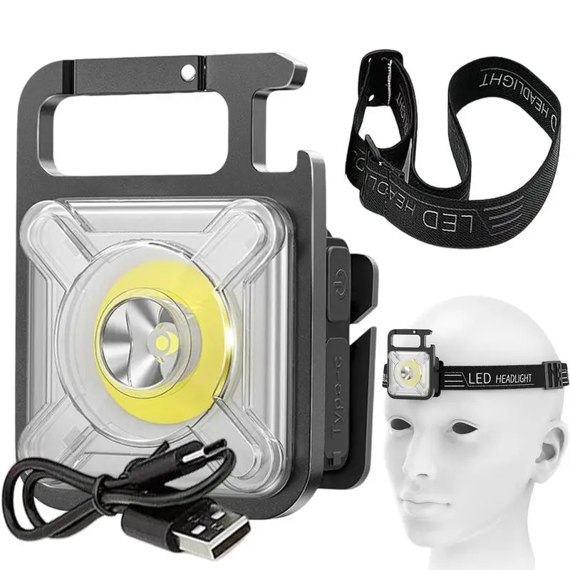 

Clip Light 11 Gears/5 Lights Hat Headlamp Magnetic Rechargeable Light Keychain With Bottle Opener Led Pocket Lighting Tool