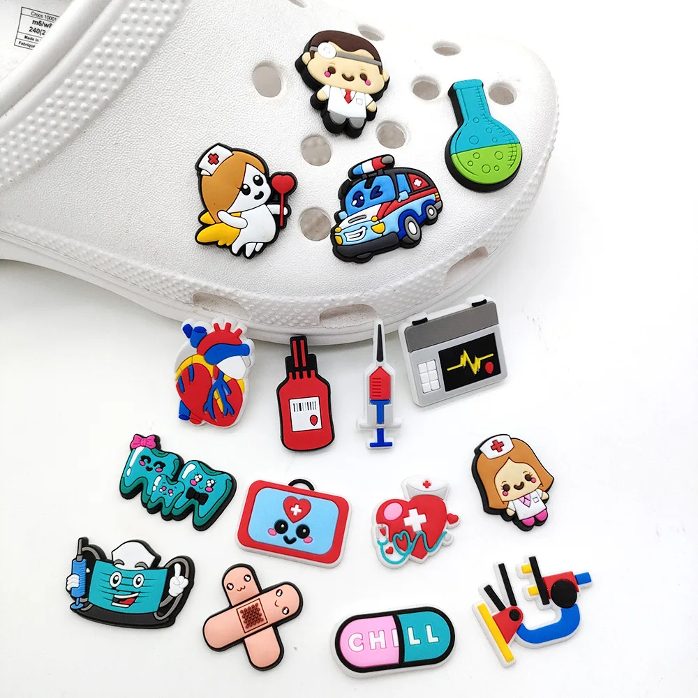 Hot Sale 21Pcs/Set Anime Medical Care Tools Shoes Charms Cute Pills/Bandage Diy Shoe Accessories Kids Gifts Jibz