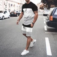 quick drying synthetic material football training uniform male tracksuit t shirt shorts outfits sets summer mens t shirt set