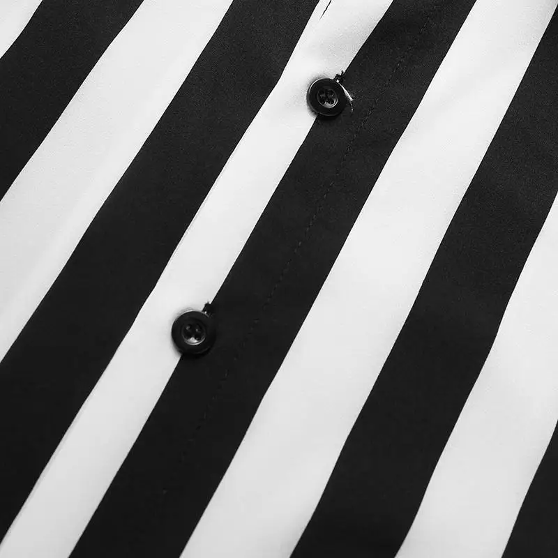 2022 summer new European and American men's casual short-sleeved shirts stand-up collar striped men's shirts