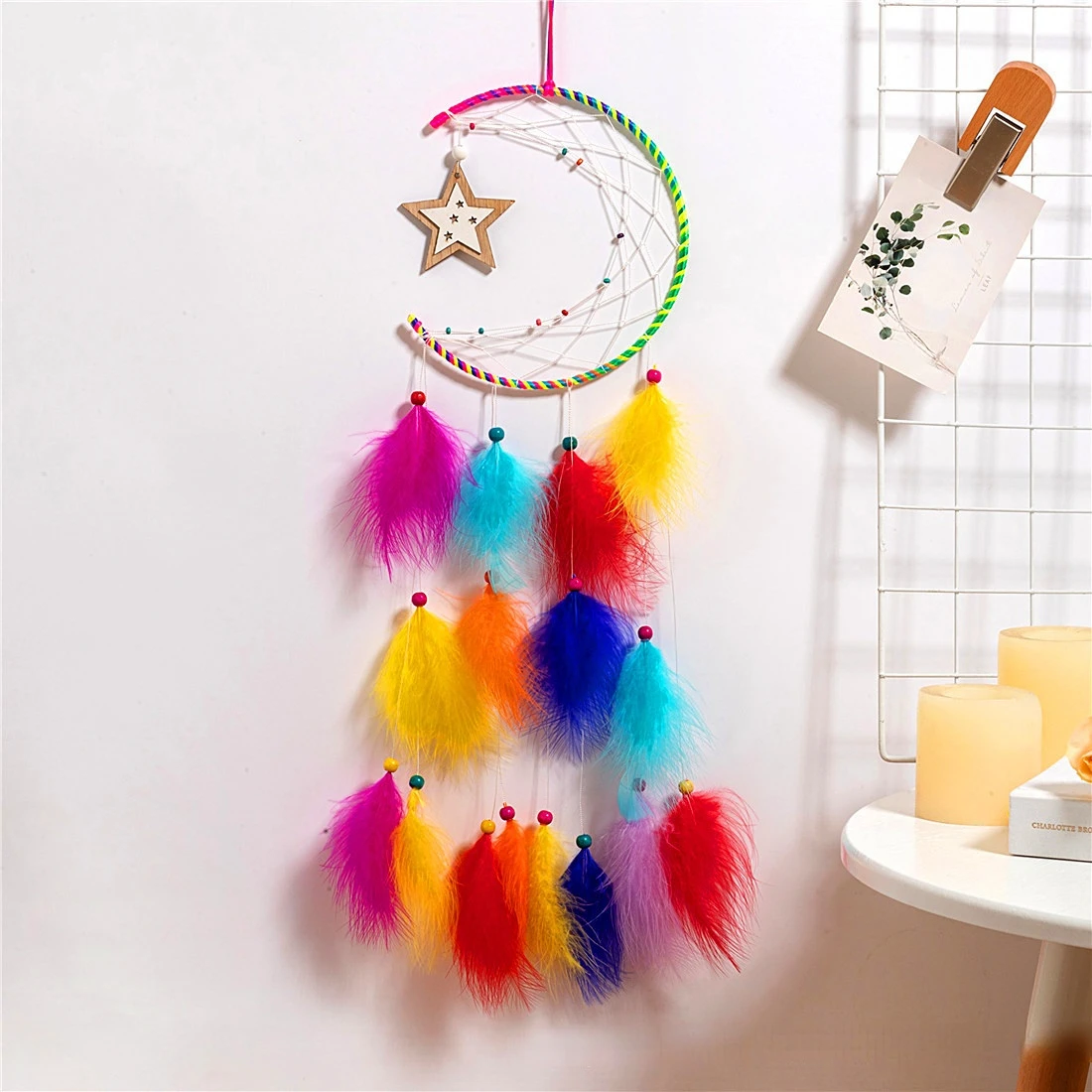 

Home Decoration Dream Catcher Pendant Children's Fun Room Decoration Wall Hanging Wall Decoration Colorful Crescent Gold Stars