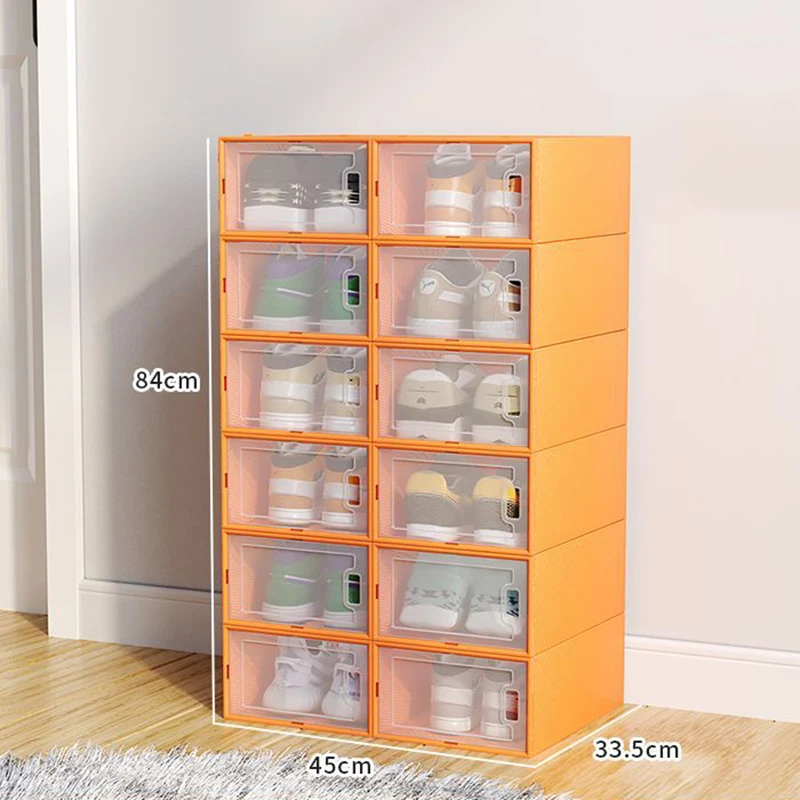 

2/6/10/12pcs/Set Plastic Shoes Case Drawer Case Thickened Transparent Shoebox Fold Shoe Organizer Plastic Shoe Boxes