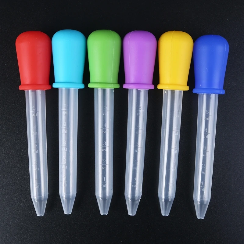 

New 5 ML Liquid Droppers Silicone for Candy Oil Kitchen Kids Gummy Making Set of 6 Medicine Science Candy Gummy Molds Crafts
