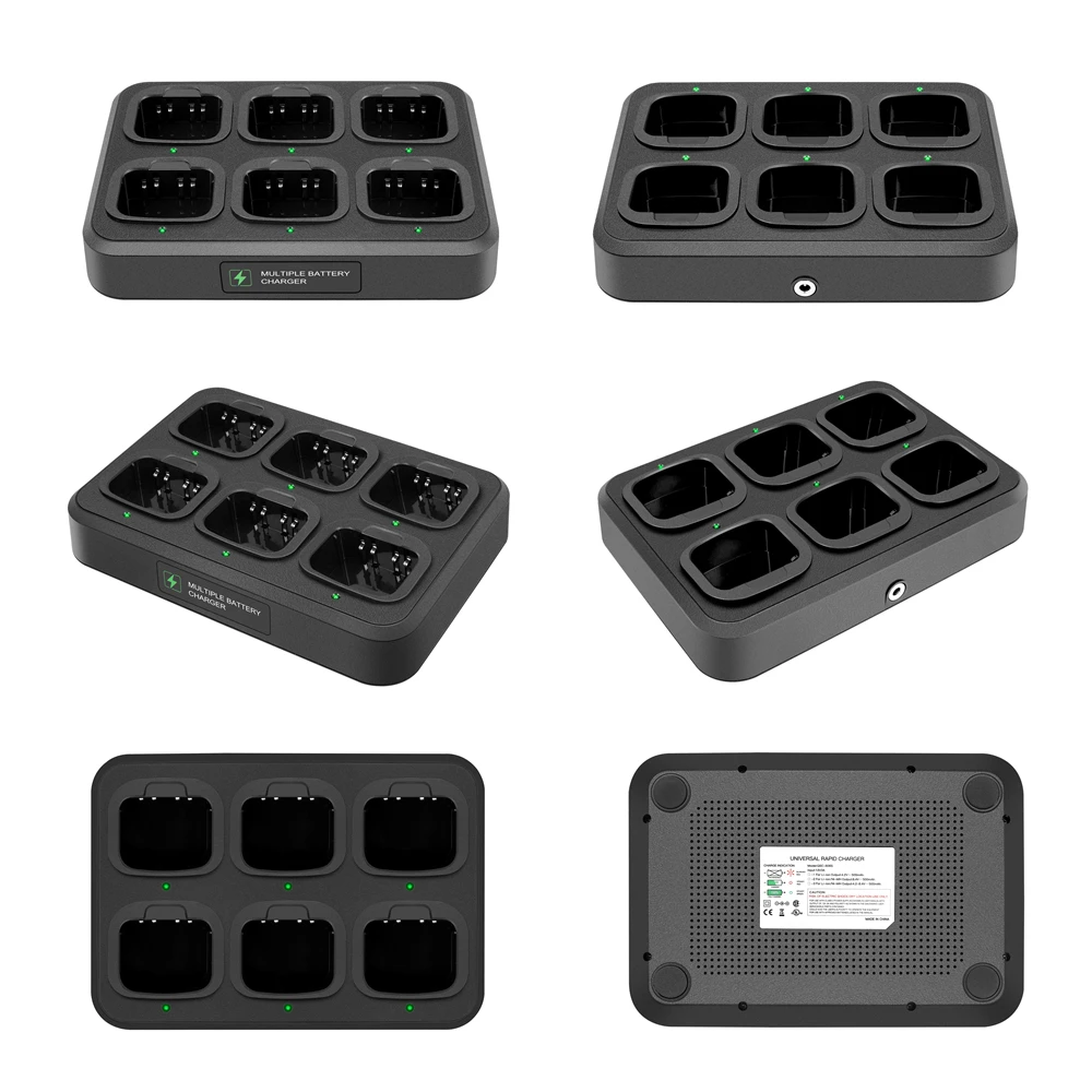 6-Way Multi-Functional Charger Adapter Rapid Charging for PX-777 VEV-3288S VEV-V1000 Walkie Talkie Two Way Radio