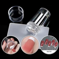 transparent nail stamper with scraper french nail art kit jelly head stencil template print seal for manicure plate polish tool
