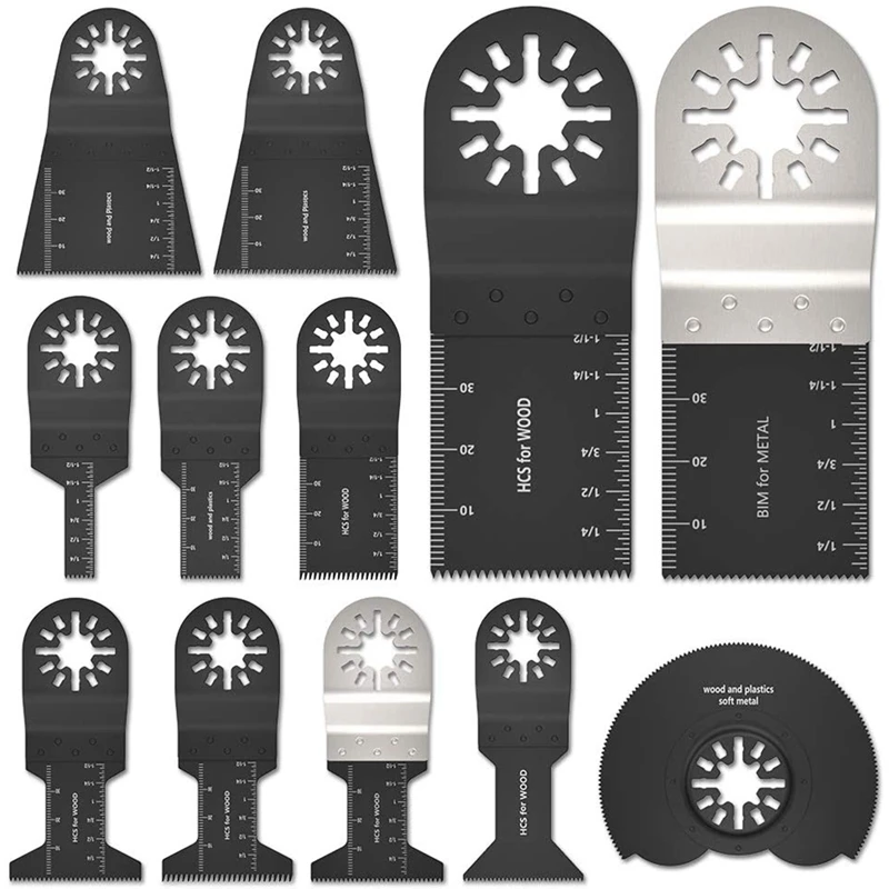 

12 Piece Oscillating Saw Blades Kit Multitool Oscillating Tool Accessories Saw Blades Mix Multi Tool Blades Kit