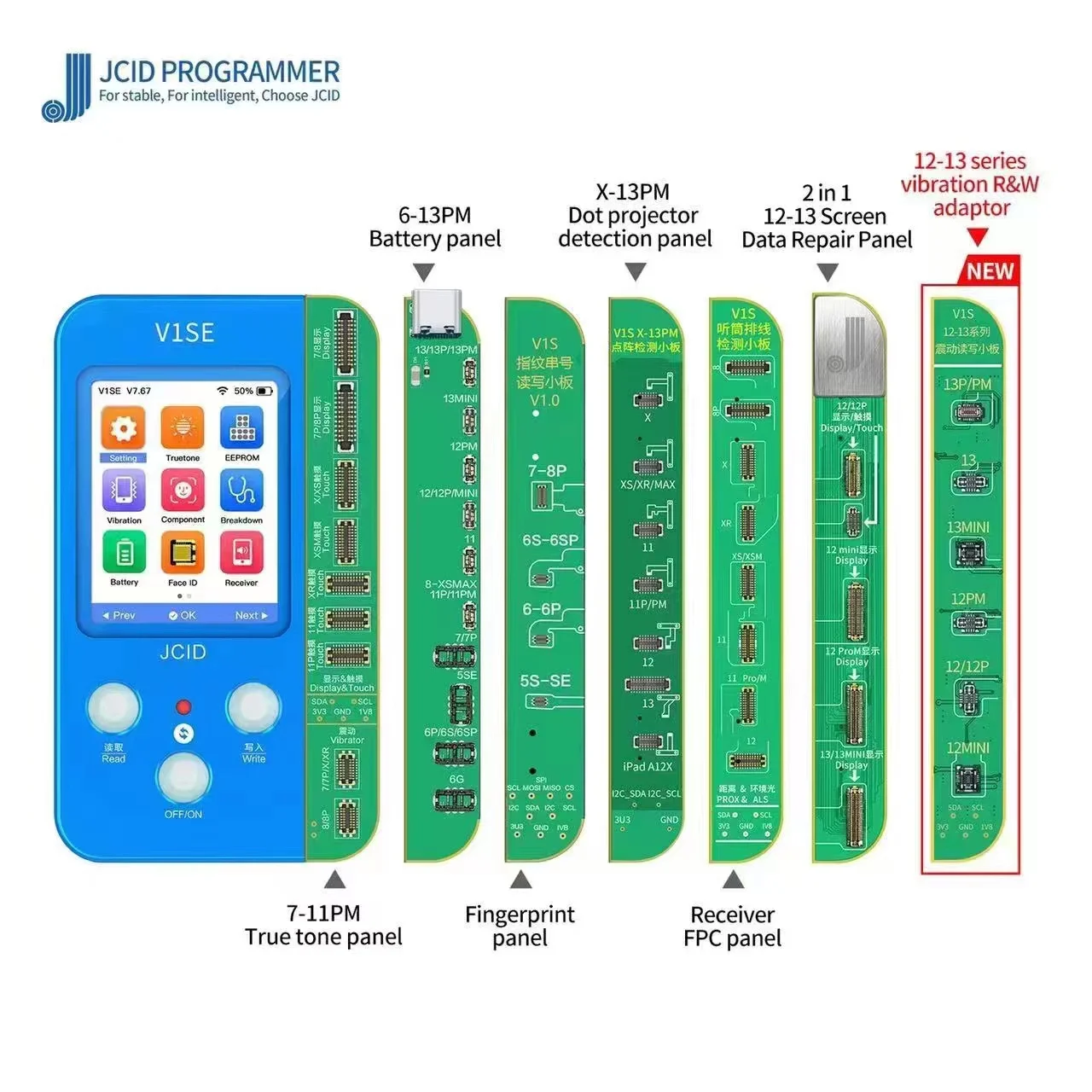 

Jc v1se 8 in1 Programmer For IPhone Version Series 13 Phone True Tone Battery Health Face ID Fingerprint Repair