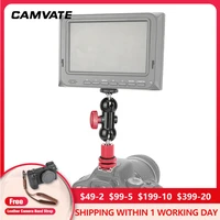 camvate double ball head holder adapter with 14 20 screw mount camera hot shoe mount for dslr camera lcd monitor video light