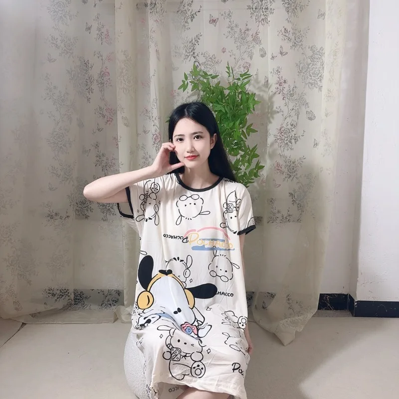 Милая и милая ночная рубашка Sanrio с рисунком собаки свободная принтом Pacha летний