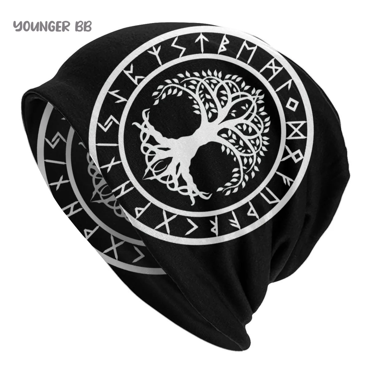 

Vikings Norsemen Ragnar Men Women's Beanie Hats Yggdrasil Rune Circle Knitted Hat Hip Hop Earmuff Bonnet Street Skullies Beanies