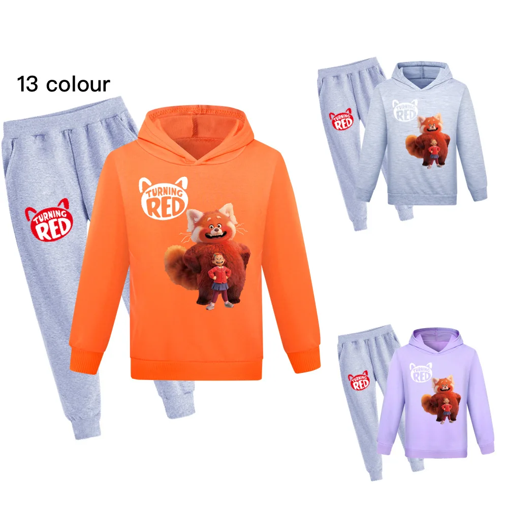 

Turning Red Kids Clothing Long Sleeve Sport Hoodies Tops+Pants Clothes Set Christmas Costume Birthday Suit 2-16Y