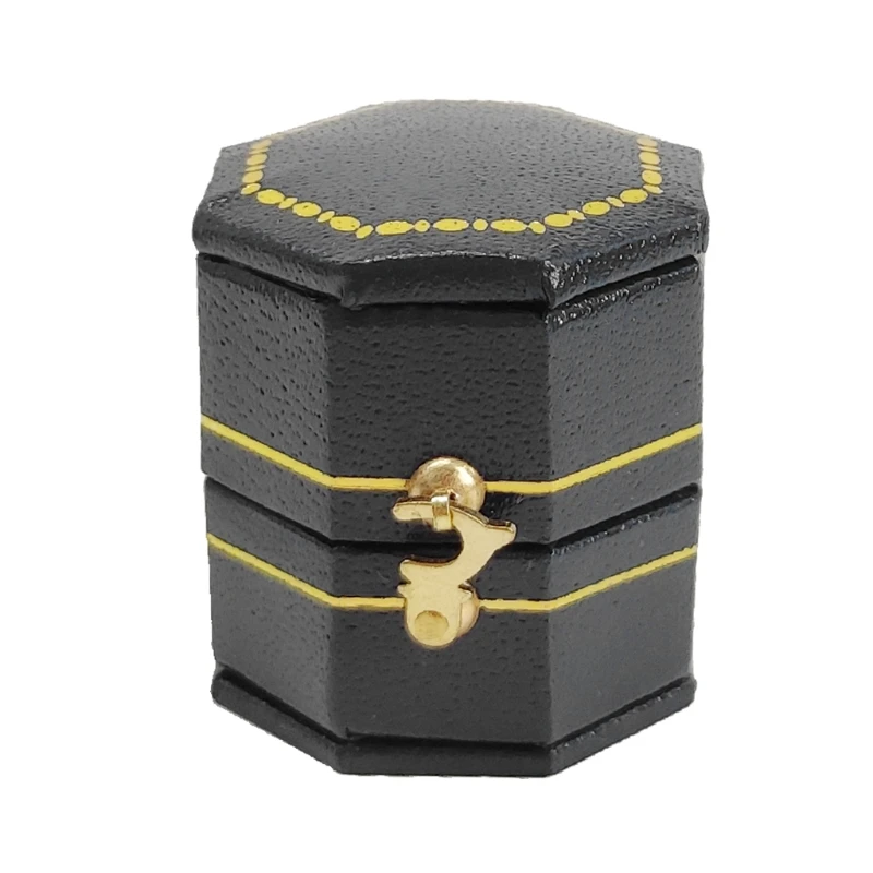 

Vintage Equal Octagon Ring Storage Box Geometric Jewelry Display Organizer