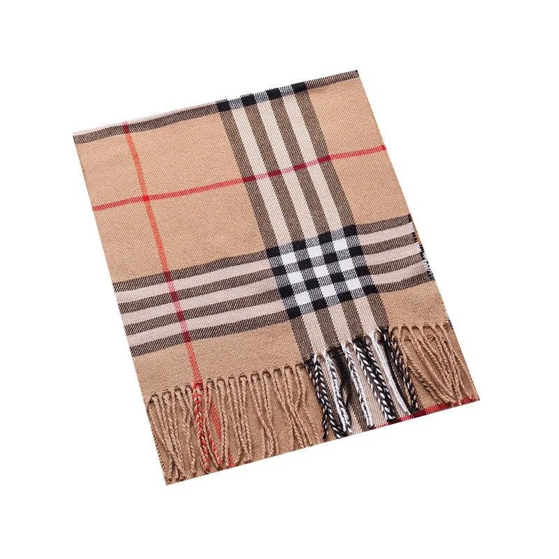 Кашемировый теплый женский зимний плотный шарф в клетку длинная шаль с