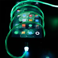 magnetic flow luminous lighting charging mobile phone cable cord charger wire for samsung led micro usb type c for iphone 13 12