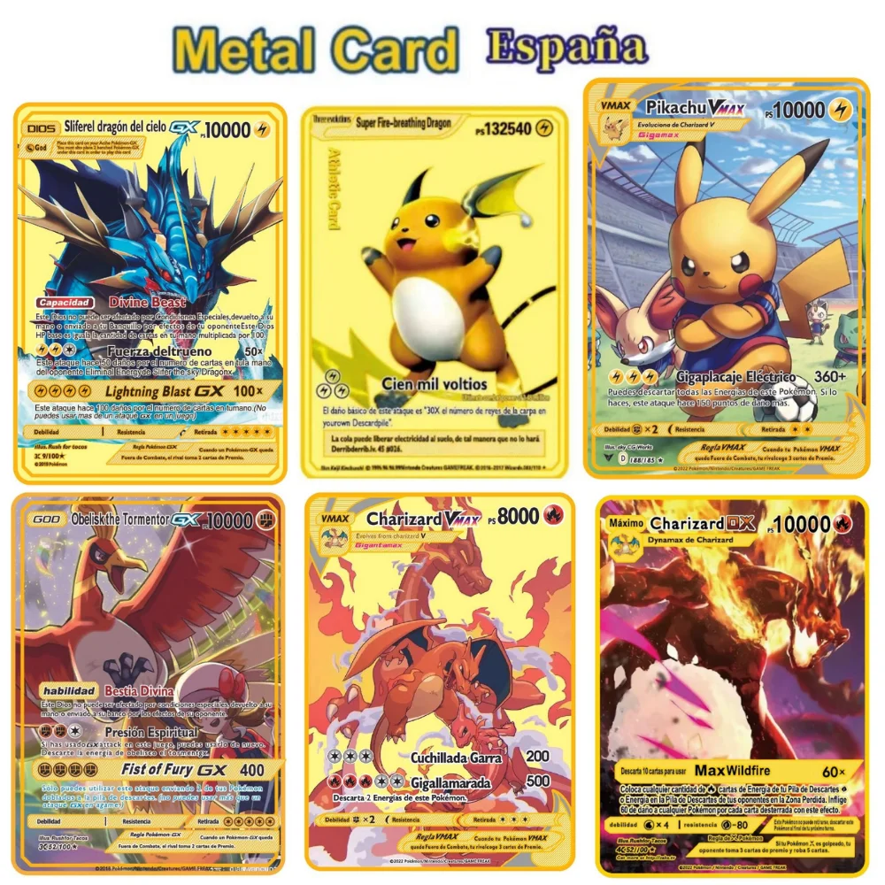 

Spanish Vmax Greninja GX Mega Vstar Golden Pokemon Card Iron Metal Pokmo Letters Kids Gift Game Collection Cards