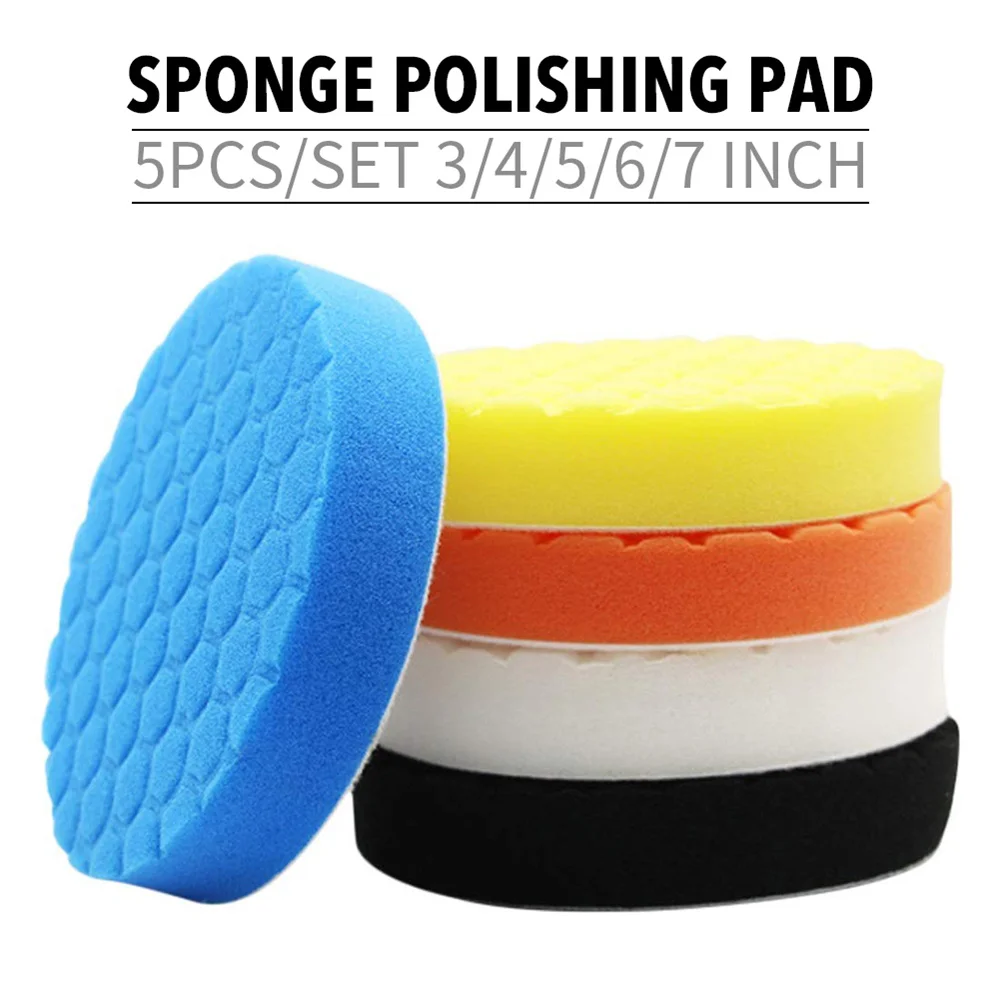 

5Pcs Polishing Pad Kit Thread 3/4/5/6/7 Inch Auto Car Polishing Disc Set Sponge Pads for Car Polisher Power Tools Accessories