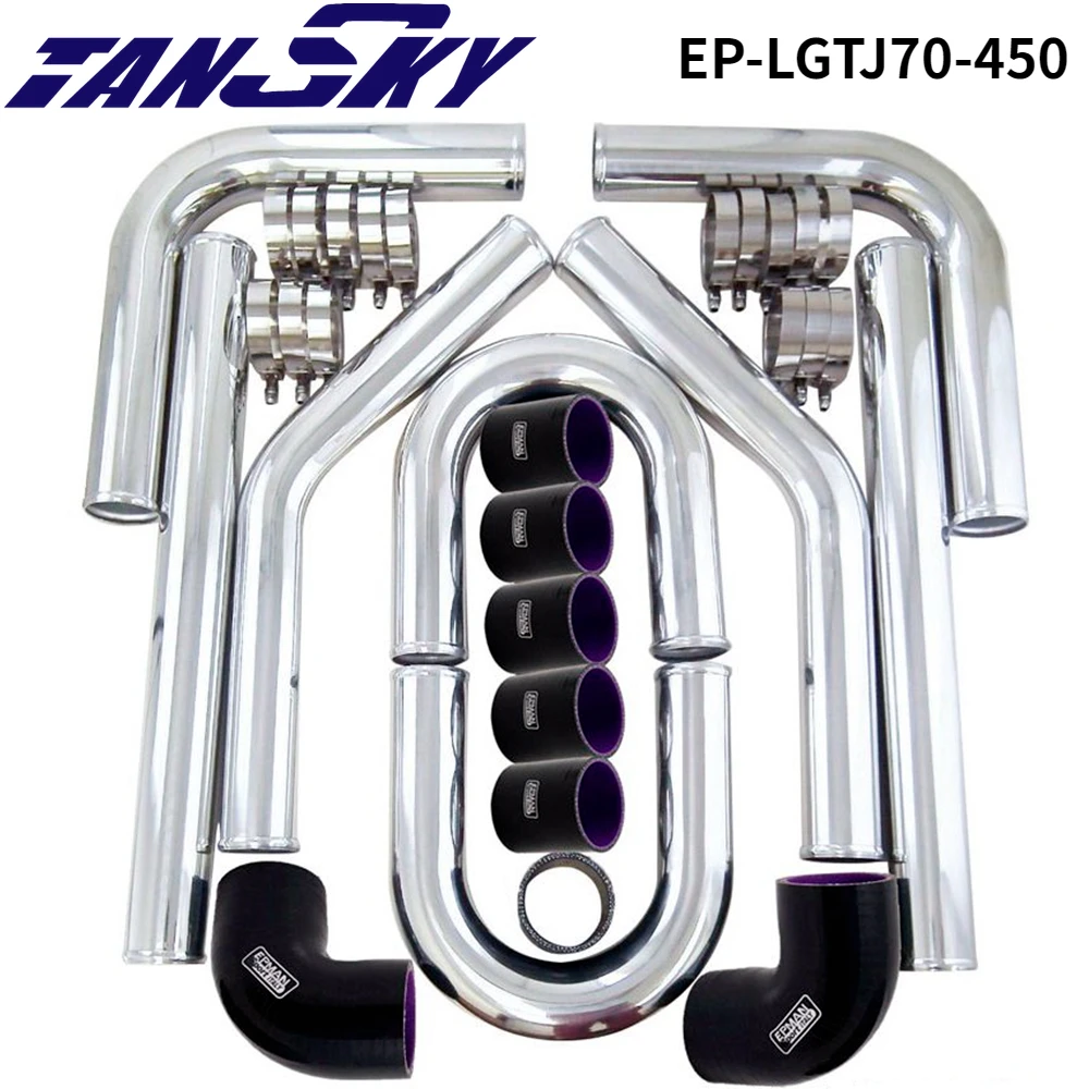 

2.75" 70mm Aluminum Turbo Intercooler Piping Kit Pipes Clamp Coupler Universal Length:450mm For GM Chevy 82-92 EP-LGTJ70-450