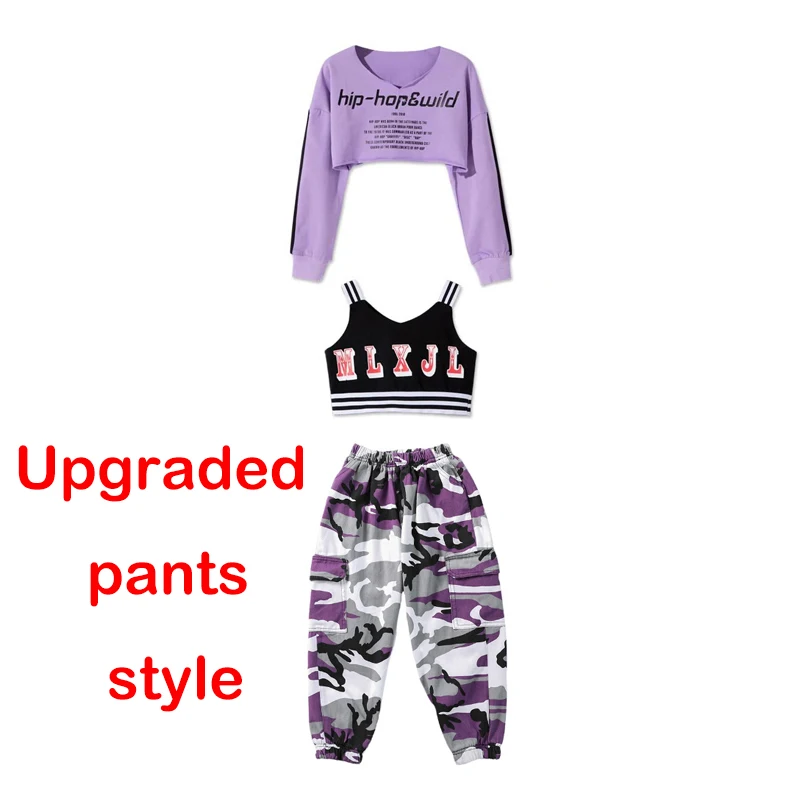 Детский костюм в стиле хип-хоп для девочек джаз уличные танцы леопардовые брюки