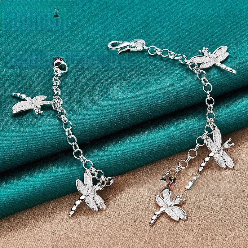 Браслеты из стерлингового серебра 925 пробы для женщин и мужчин бабочки ручной