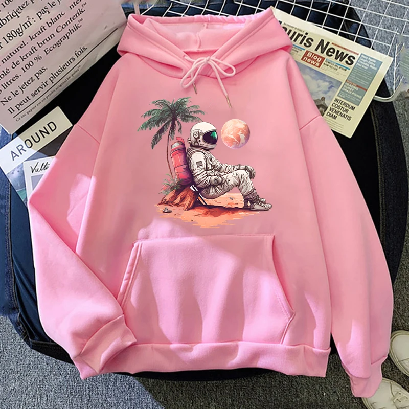 

Cocoa Palm Astronaut Men's Sweatshirt Vintage Cartoon Printed Hoodies Fleece Casual Fashion Women Clothing Y2K Aesthetic Hoody