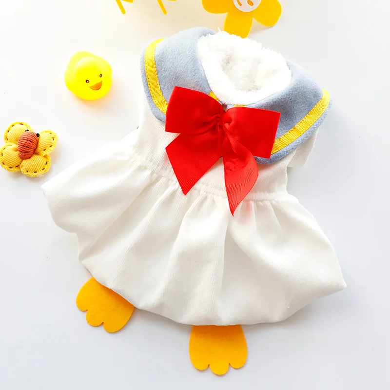 

Anime Duck Pet Dog Clothes Bowknot Princess Dress Dogs Clothing Cat Small Print Kawaii Warm Fashion Autumn Winter Girl Chihuahua