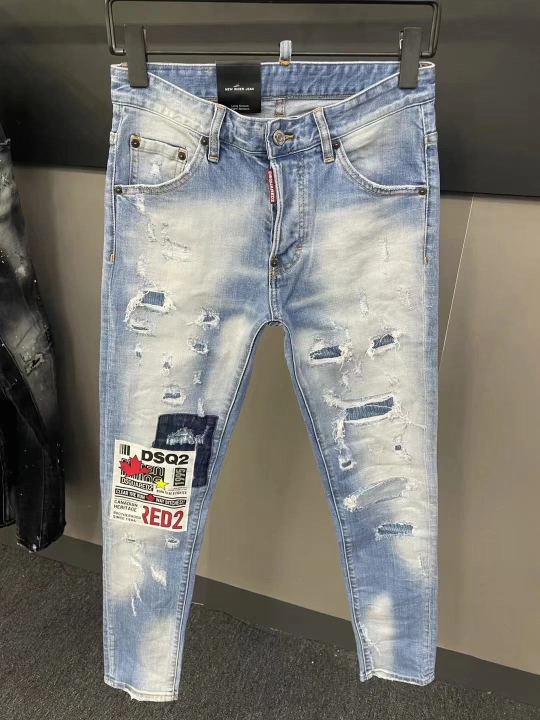

Fashion 100% Cotton.Newly Designer Men Jeans Blue Color Straight Fit Buttons Long Pants Top Quality Brand Ripped Jeans Men