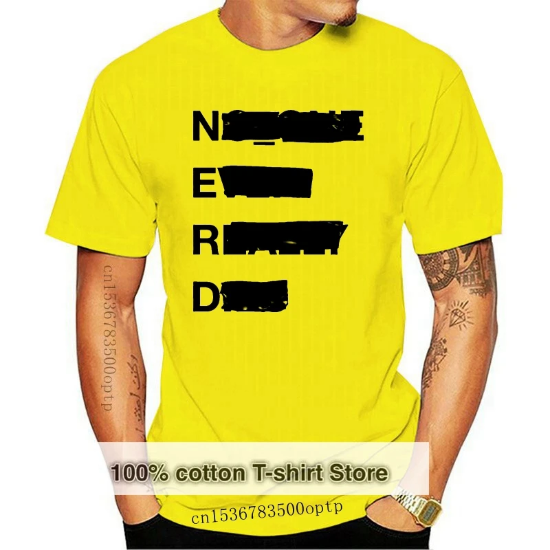 

Фармацевтический Уильямс футболка N.E.R.D. -Футболка лимонного цвета, Мужская хлопковая футболка с принтом надписи, футболки с забавным принто...